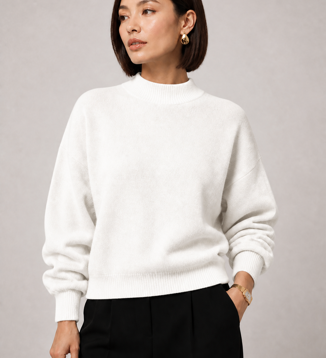 Sweater Yvonne branco — detalhe aproximado