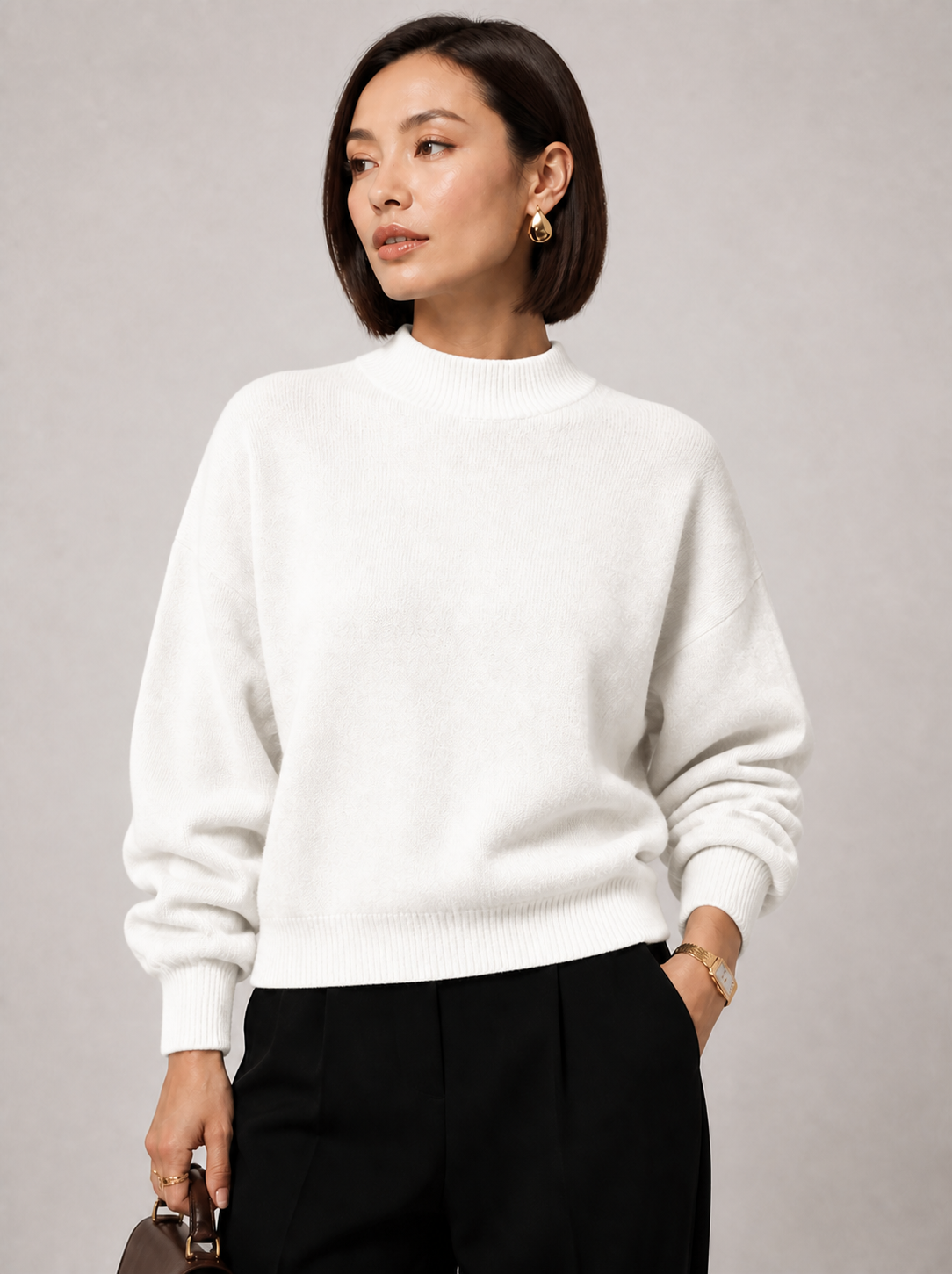 Sweater Yvonne branco — detalhe aproximado
