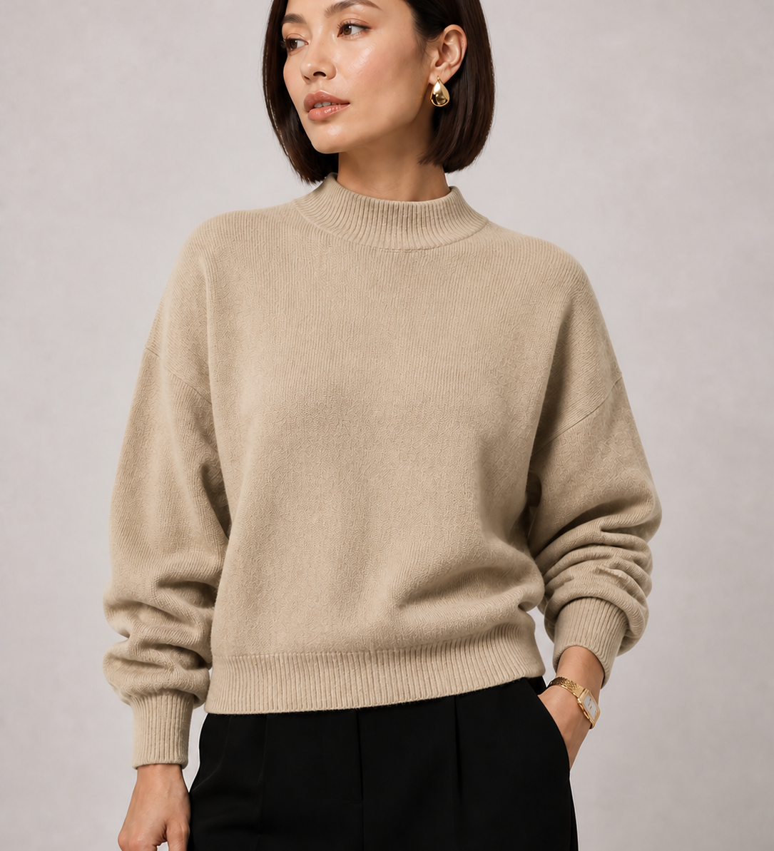 Sweater Yvonne caqui — detalhe aproximado