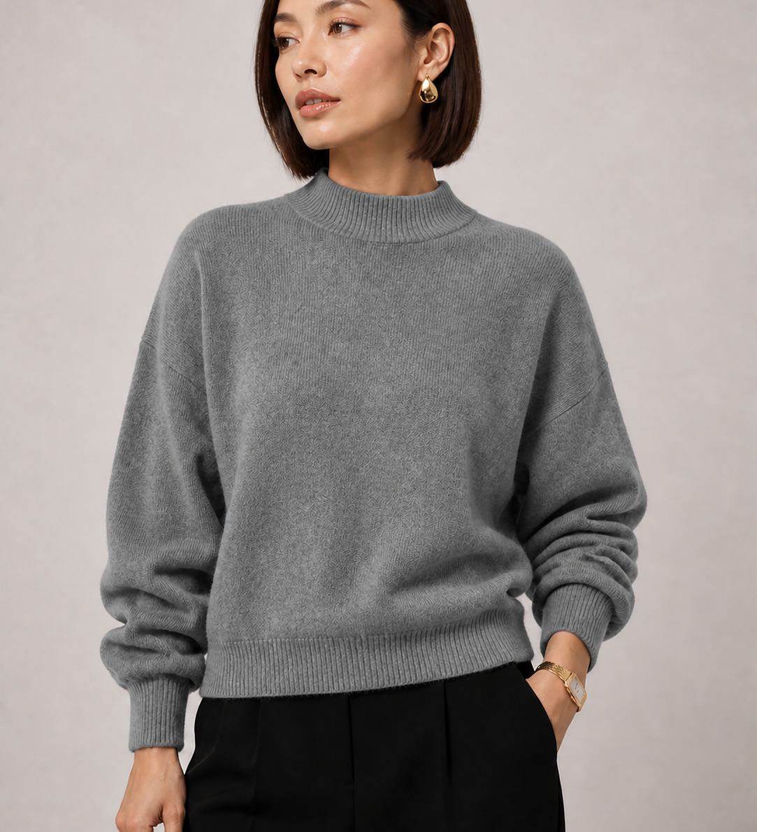 Sweater Yvonne cinza — detalhe aproximado