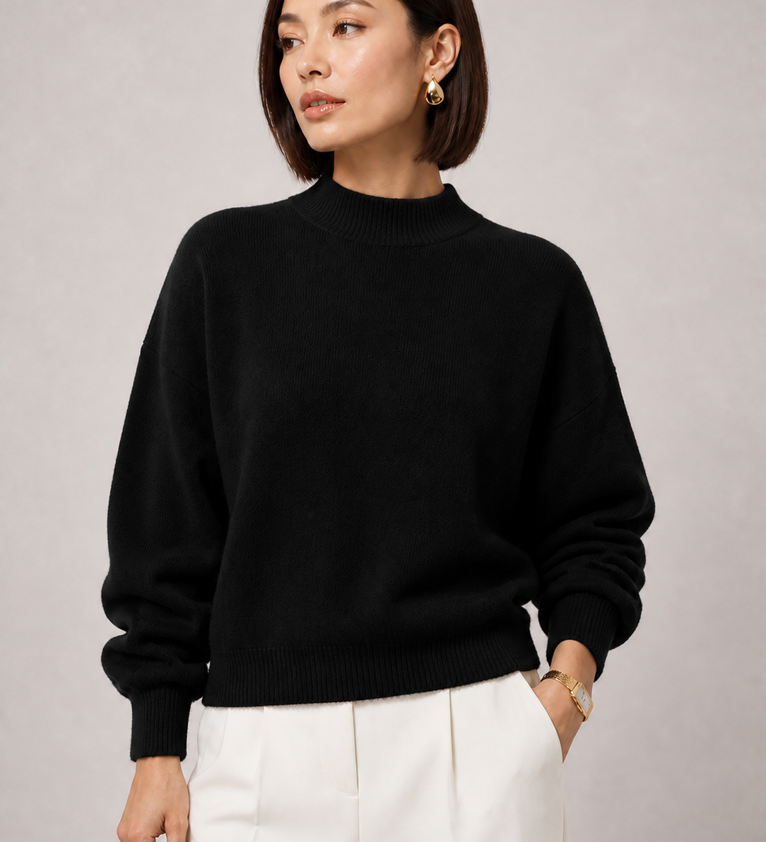 Sweater Yvonne preto — detalhe aproximado
