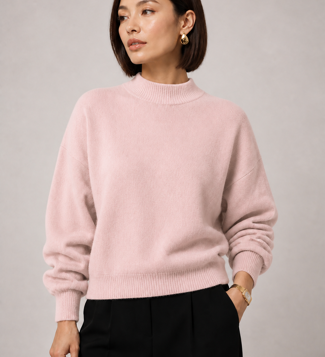 Sweater Yvonne rosa — detalhe aproximado