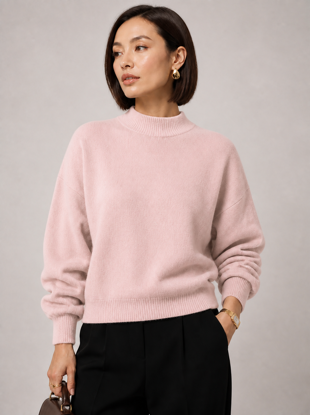 Sweater Yvonne rosa — detalhe aproximado