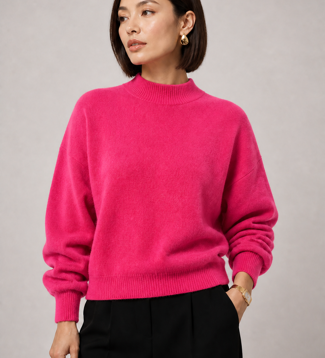 Sweater Yvonne rosa fúcsia — detalhe aproximado