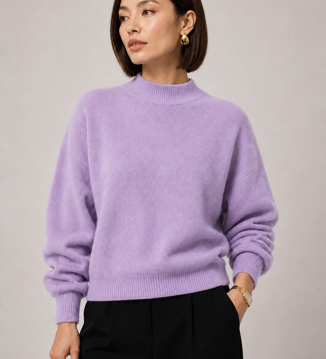 Sweater Yvonne roxo claro — detalhe aproximado