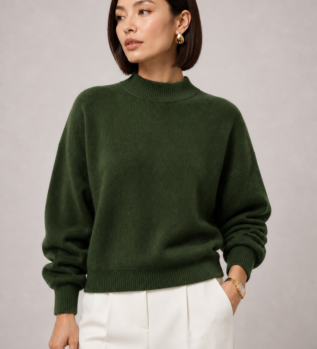 Sweater Yvonne verde — detalhe aproximado
