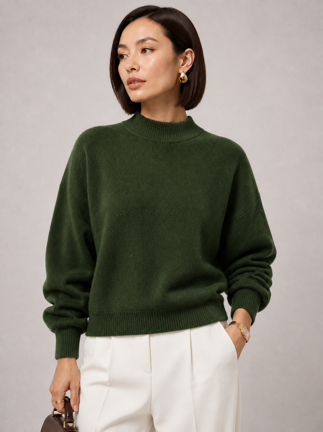 Sweater Yvonne verde — detalhe aproximado