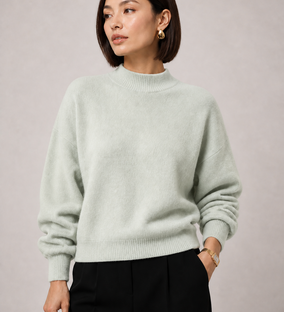 Sweater Yvonne verde menta — detalhe aproximado